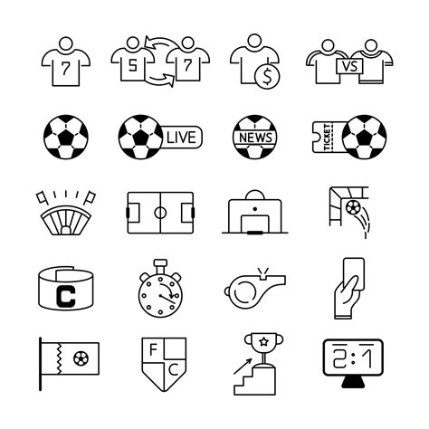 Soccer Line Icon Set Included The Icons As Ball Player Live Whistle