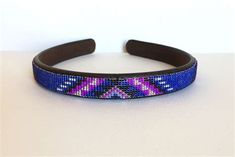 Headband Navajo Beaded Matte Cobalt Blue Native American Etsy Beads