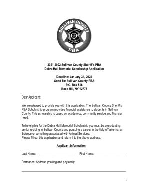 Fillable Online Sullivan County PBA Awards Scholarships Fax Email Print