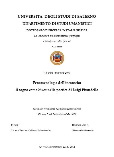 Il Sogno In Luigi Pirandello Fenomenologia Dell Inconscio Il Sogno