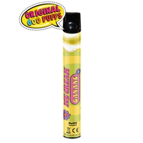 1 X Puff Jetable Ice Cream Banane Cigarette électronique 600 Puff 1 7 De Nicotine E Cigarette