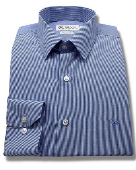 Camisa Social Masculina Manga Longa Listrada Azul