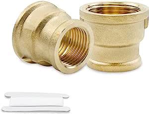 Bwintech 2 Pcs 3 4 Female To 1 Female BSP Thread Brass Reducing