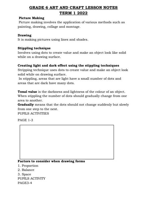 Grade 6 Art And Craft Lesson Notes Term 1 2023 11349