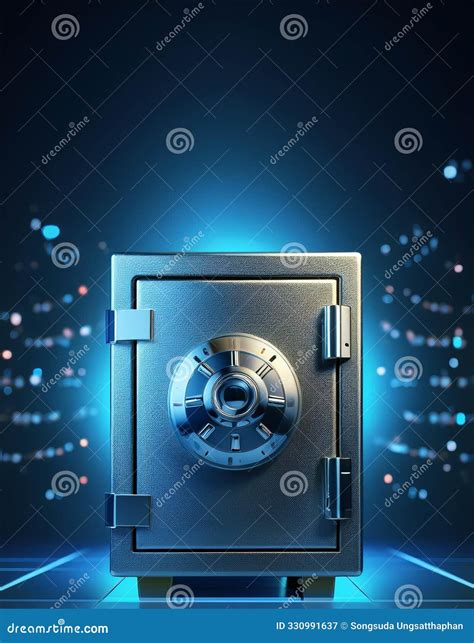 Safe with Floating Digital Locks, Representing Secure Financial