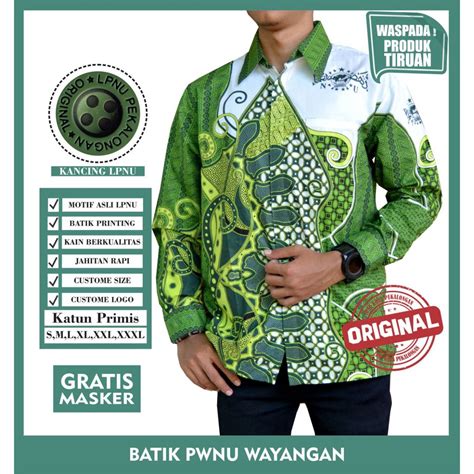 Jual Kemeja Batik NU Nahdlatul Ulama Batik PWNU Wayangan Batik NU