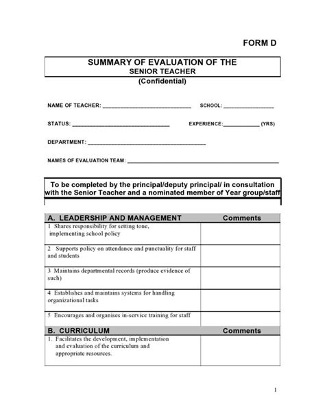 50 Printable Teacher Evaluation Forms Free Templatelab