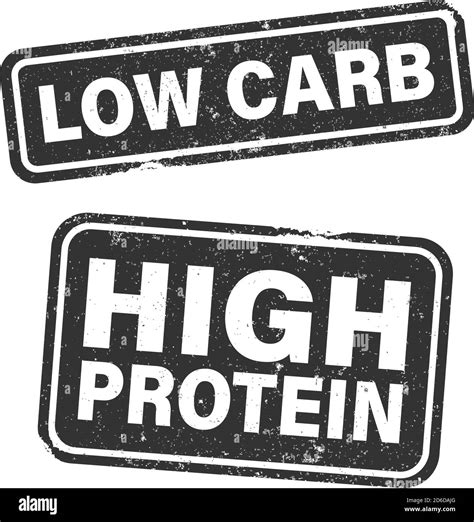 Low Carb And High Protein Stamp Or Label Set Isolated On White Vector