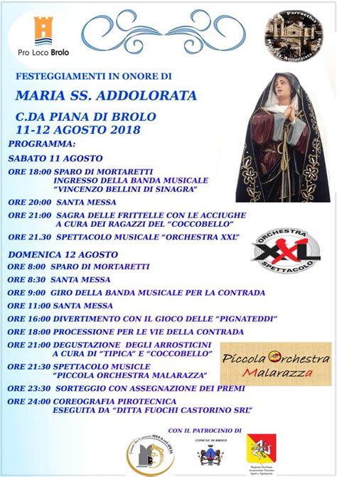 Brolo Festeggiamenti In Onore Della Madonna Maria SS Addolorata Di