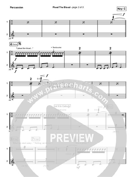 Plead The Blood Percussion Sheet Music PDF Chris Davenport Cody