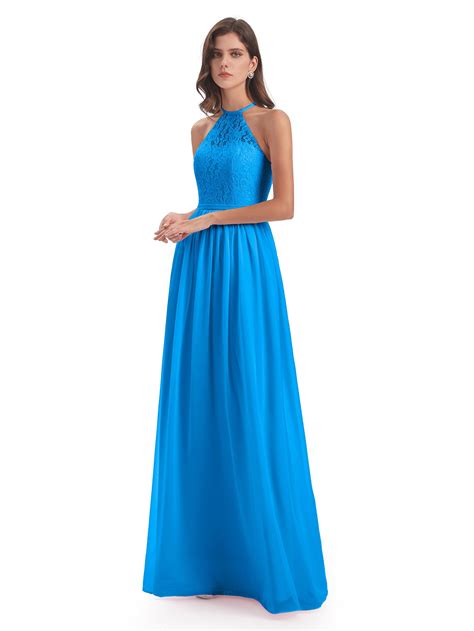 Cicinia Magdalena A Line Floor Length Halter Lace Chiffon Long Bridesm