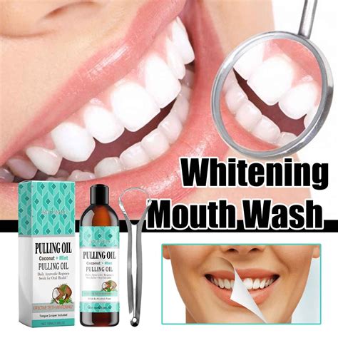 Pulling Oil With Coconut Peppermint Oil Mouthwash For Oral Care Teeth