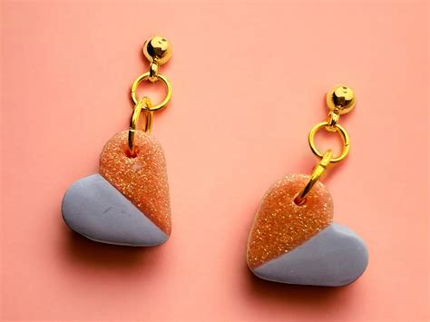 Pink And Blue Heart Earrings Love Heart Earrings Polymer Clay