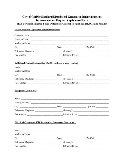 Fillable Online Large Interconnection Request Application Form Fax