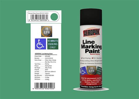 Aeropak Line Marking Spray Paint 500ml Grass Green Color With Rohs For