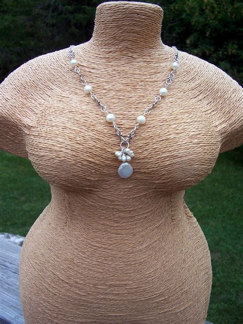 Pearl And Sterling Silver Wire Wrapped Necklace Bridal Etsy