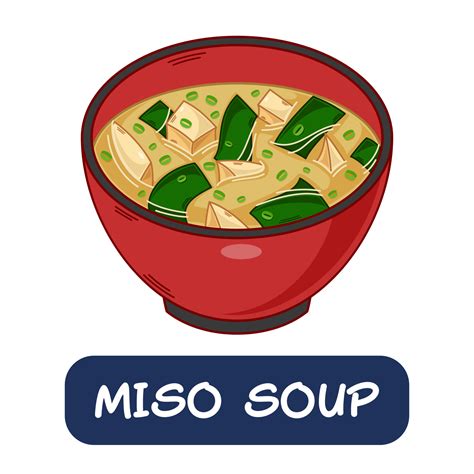 Cartoon Miso Soup Japanese Food Vector Isolated On White Background