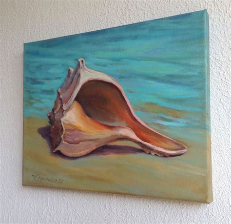 Seashell Painting Original Art Canvas Seashore Oil Painting | Etsy