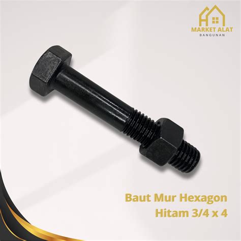 Baut Mur Hitam 3 4 X 4 Baut Kunci 30 Panjang 10 Cm 100 Mm Drat