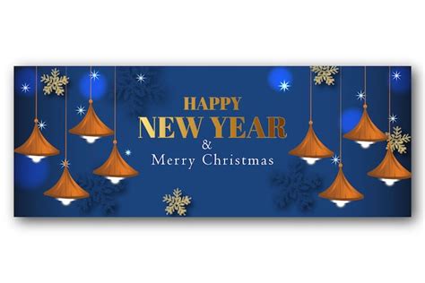 Premium Vector Happy New Year Facebook Cover Template In Modern Design