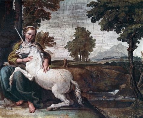 Une Vierge Avec Une Licorne 1604 05 Fresque De Domenico Zampieri