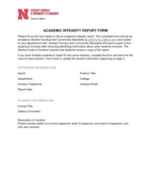 Fillable Online Academic Integrity Report Form Fax Email Print Pdffiller