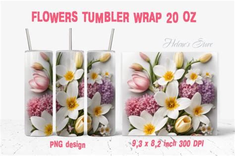 Flowers Bouquet Tumbler Wrap Sublimation Graphic By Helenes Store · Creative Fabrica