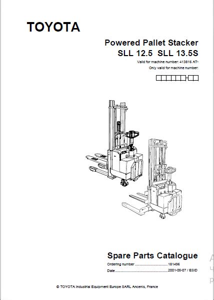 Toyota Powered Pallet Stacker Sll Sll S Spare Parts
