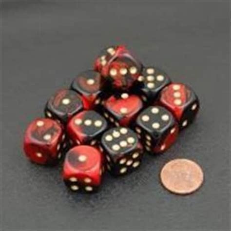 Chessex Manufacturing 26633 D6 Cube Gemini Set Of 12 Dice 16 Mm Black And Red With Gold Numb