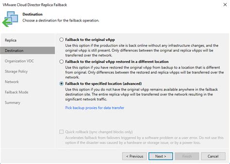 Step 3 Select Failback Destination User Guide For VMware VSphere