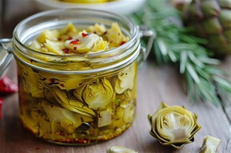 Premium Photo Tangy Artichokes Pickled Olive Oil Generate Ai