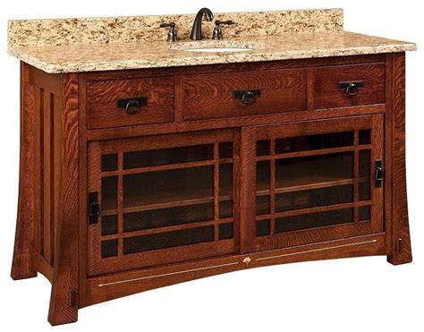 Amish 60 Morgan Single Bathroom American Vanity Cabinet With Inlays Hardwoods Collection