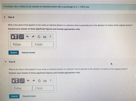 Solved A Hydrogen Atom Initially At Rest Absorbs An Chegg