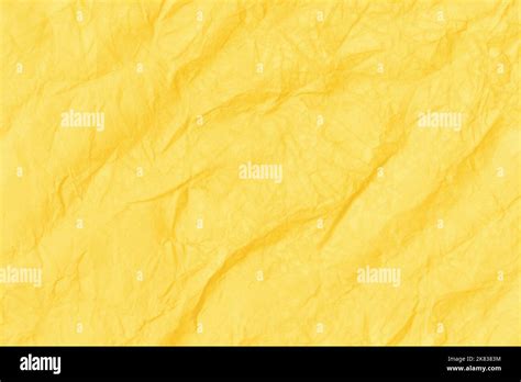 Crumpled Paper Abstract Background Texture Yellow Color Full Frame