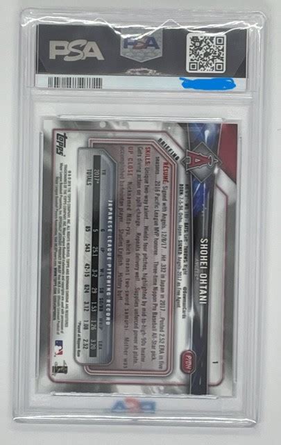 2018 Bowman Chrome SHOHEI OHTANI RC 大谷翔平ルーキー PSA10 GEM MINT 完璧な状態 鑑定済