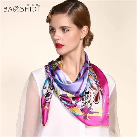 BAOSHIDI 12m M Thick 100 Pure Silk 90 90cm Large Square Scarf Women