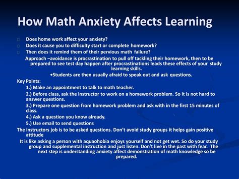 Ppt Overcoming Math Anxiety Causes Effects And Solutions