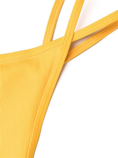 The Attico Strappy Triangle Bikini Set Yellow Farfetch