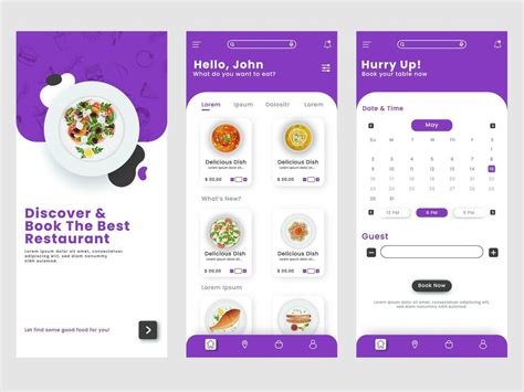 Restaurant Mobile App Ui Gui Or Splash Screen Template Login Menu