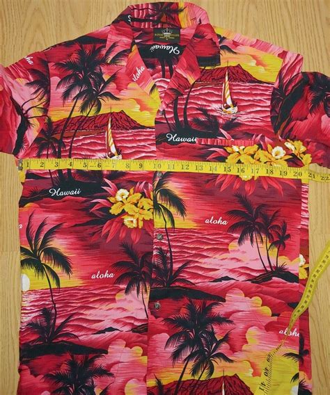 Vtg Royal Creations Hawaii Mens Hawaiian Shirt Red S… Gem