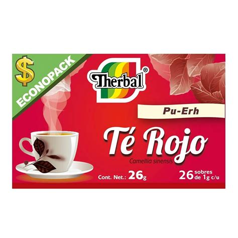 Té rojo Therbal pu erh 26 sobres de 1 g c u Walmart