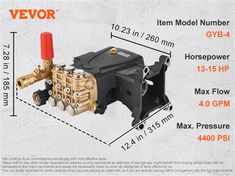 Vevor Pressure Washer Pump 1 Shaft Horizontal Triplex Plunger 4400 Psi 4 Gpm Flow