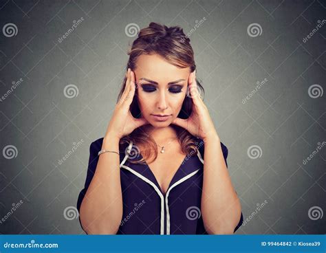 Closeup Portrait Sad Young Woman With Worried Stressed Face Expression