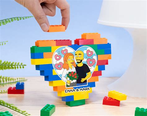 Puzzle de blocos coração colorido Casal Simpson personalizado