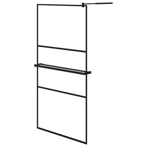 Pregrada za tuš s policom crna 100195 cm staklo ESG i aluminij Tuš