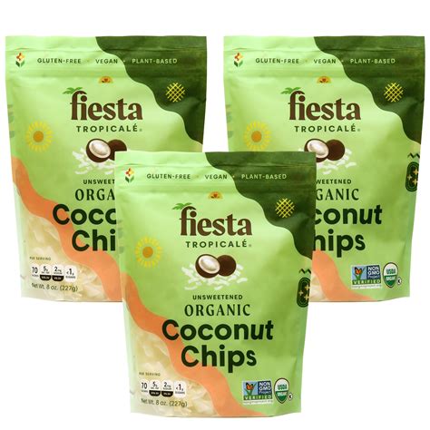 Fiesta Tropicalé Large Coconut Flakes Organic Unsweetened Coconut Chips Dried