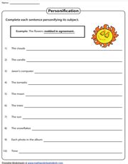 Personification Worksheets