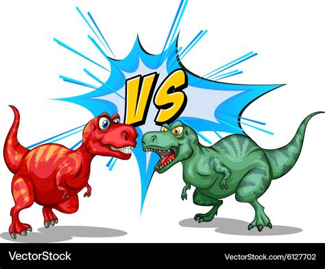 Two dinosaurs fighting each other Royalty Free Vector Image