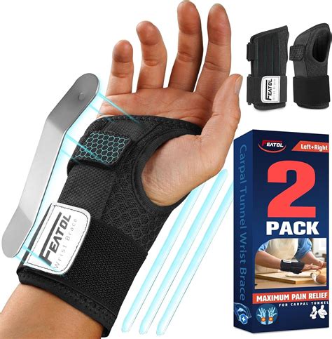 Amazon FEATOL 2 Pack Carpal Tunnel Wrist Brace For Work With Wrist