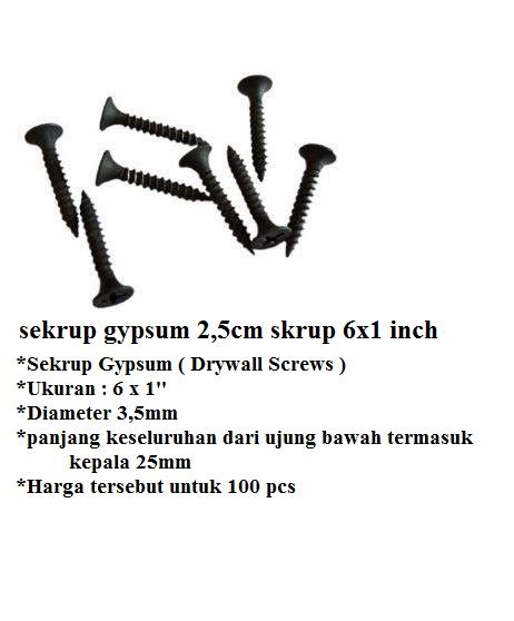 100 PCS SKRUP GIPSUM SKRUP GIPSUM GYPSUM Sekrup Gypsum 2 5cm